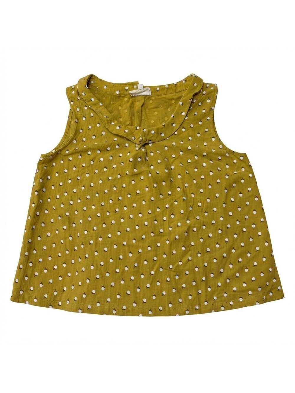 Tulip Designed by J317 Olive Green Acorn Print Sleeveless Blouse Top Size Large